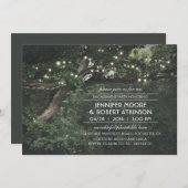 Rustikale Baumstring Lights Forest Engagement Part Einladung (Vorne/Hinten)