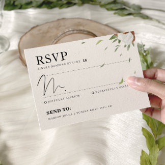 Rustikale Baumwoll-Hochzeit mit Grün RSVP Karte