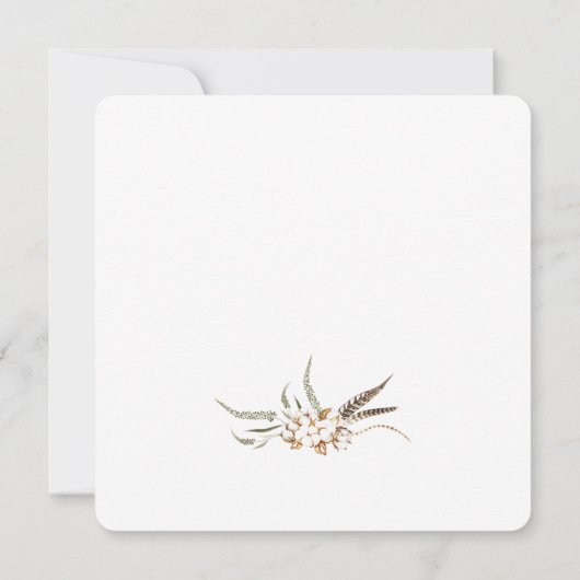 Rustikale Baumwolle Federn Bridal Dusche Einladung (Rückseite)