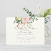 Rustikale Baumwolle Rose Magnolia Probe Abendessen Einladung (Stehend Vorderseite)