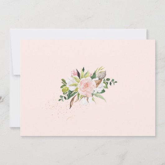 Rustikale Baumwolle Rose Magnolia Probe Abendessen Einladung (Rückseite)