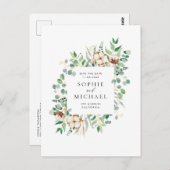 Rustikale Baumwolle und Eukalyptus-Rahmen Save the Postkarte (Vorne/Hinten)