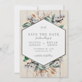 Rustikale Baumwolle und Pflanzen Save the Date Einladung (Vorderseite)