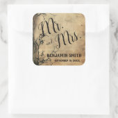 Rustikale Baumzweig Vintage braune Gastgeschenk Ho Quadratischer Aufkleber (Tasche)