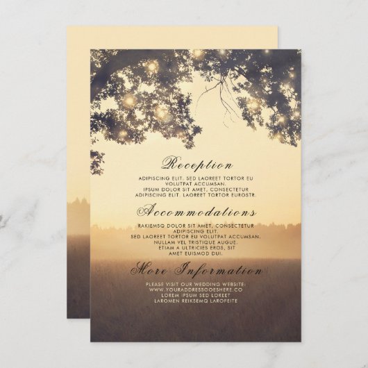Rustikale Baumzweige Dreamy Wedding Details Beilag Begleitkarte (Vorne/Hinten)