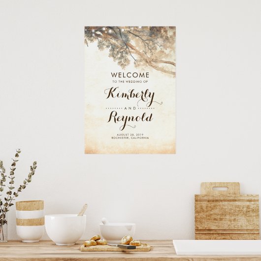 Rustikale Baumzweige Hochzeitssymbol Poster (Küche)