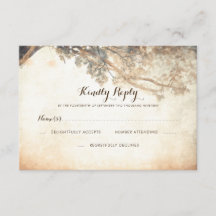 Rustikale Baumzweige im Freien Hochzeit RSVP