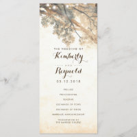 Rustikale Baumzweige im Freien Hochzeitsprogramme