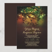 Rustikale Baumzweige und Lichterketten-Hochzeit Einladung (Vorne/Hinten)