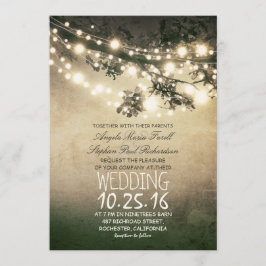 Rustikale Baumzweige und Lights Vintage Hochzeit Einladung