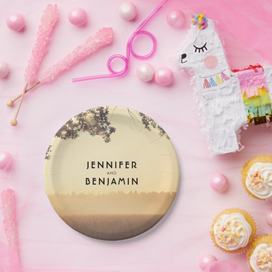 Rustikale Baumzweige und String-Lichter Pappteller (Party)