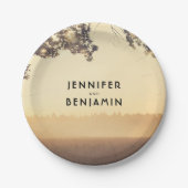 Rustikale Baumzweige und String-Lichter Pappteller (Vorderseite)