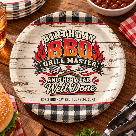 Rustikale BBQ-Grillmeister-Geburtstagsfeier Pappteller