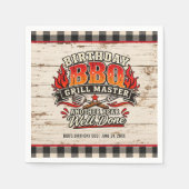 Rustikale BBQ-Grillmeister-Geburtstagsfeier Serviette (Vorderseite)