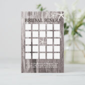 Rustikale Beach Driftwood Brautparty Bingo Cards (Stehend Vorderseite)