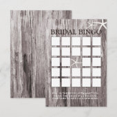 Rustikale Beach Driftwood Brautparty Bingo Cards (Vorne/Hinten)
