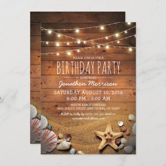 Rustikale Beach Tropical Nautical Birthday Party Einladung (Vorne/Hinten)