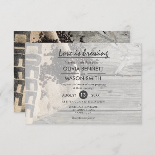 Rustikale Bean-Liebe ist Braukarte Einladung (Vorne/Hinten)