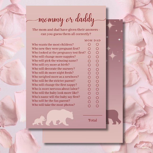 Rustikale Bear Baby Dusche Mommy oder Daddy Quiz (Von Creator hochgeladen)