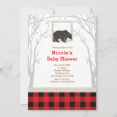 Rustikale Bear Kariert Baby Dusche Einladungen (Vorderseite)