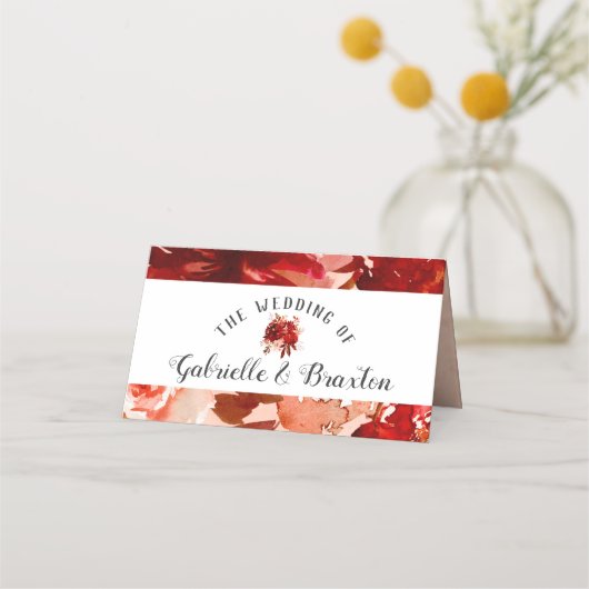 Rustikale Beauty Blume Gerahmte Sitzgelegenheit Ti Platzkarte (Rückseite)