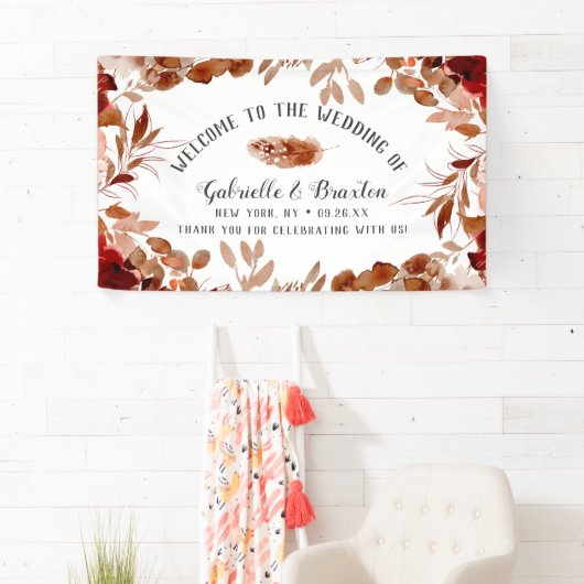 Rustikale Beauty Floral Border Hochzeit im Herbst Banner (Insitu)