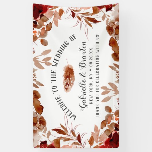 Rustikale Beauty Floral Border Hochzeit im Herbst Banner (Vertikal)