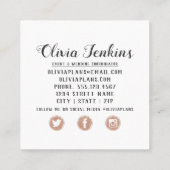 Rustikale Beauty Floral Rose Gold Gerahmt Quadratische Visitenkarte (Rückseite)