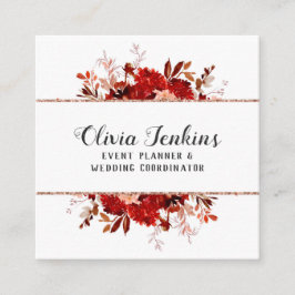 Rustikale Beauty Floral Rose Gold Gerahmt Quadratische Visitenkarte