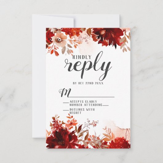 Rustikale Beauty Floral Top Border Wedding RSVP An (Vorderseite)