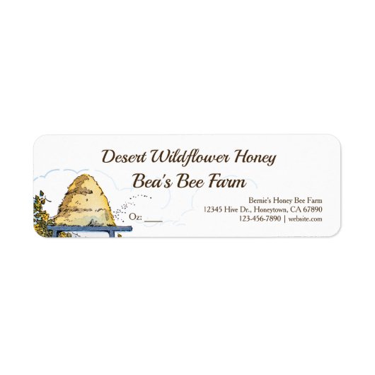 Rustikale Beehive Custom Honey Bee Food Labels (Vorne)