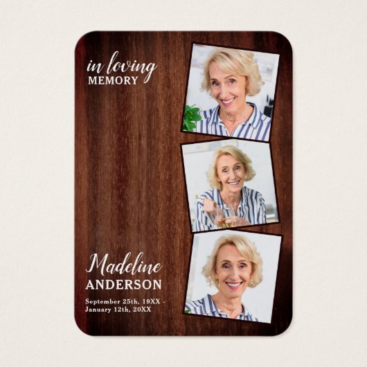 Rustikale Beerdigung 3 Bildgedankenkarte (Vorderseite)