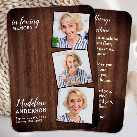 Rustikale Beerdigung 3 Bildgedankenkarte