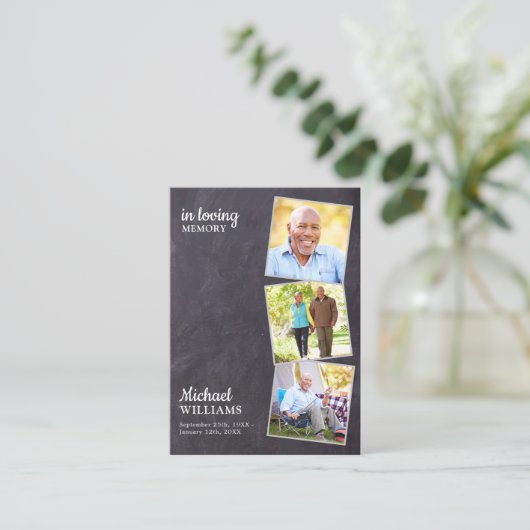 Rustikale Beerdigung 3 Foto Slate Memorial Praetka Telefonnummerkarte (Stehend Vorderseite)