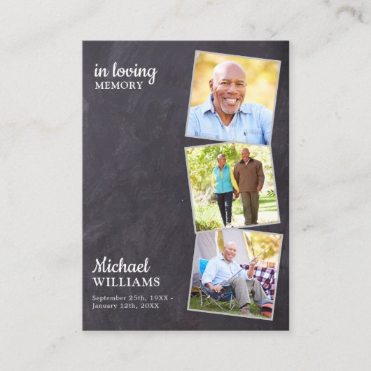 Rustikale Beerdigung 3 Foto Slate Memorial Praetka Telefonnummerkarte (Vorderseite)