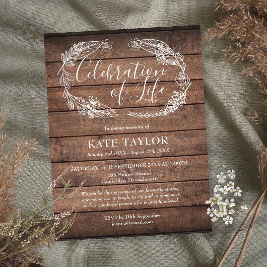 Rustikale Beerdigung des Lebens Ankündigungspostkarte