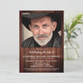 Rustikale Beerdigungsfeier Foto Einladung (Stehend Vorderseite)