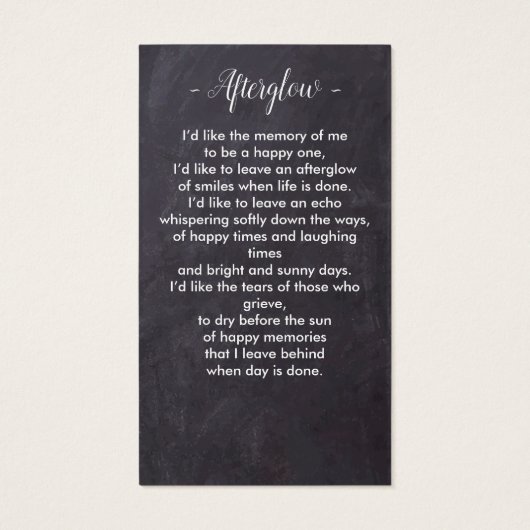 Rustikale Beerdigungskarte Foto Beileid (Rückseite)