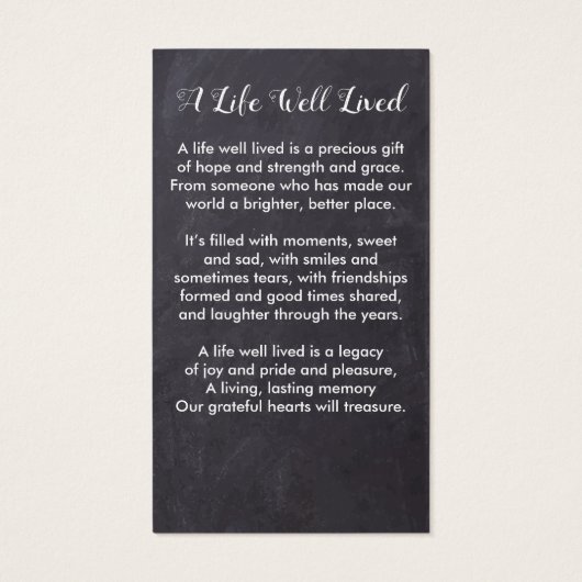 Rustikale Beerdigungskarte Foto Beileid (Rückseite)