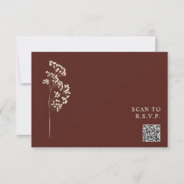 Rustikale Beet Red Gypsophila QR Code Hochzeit RSVP Karte