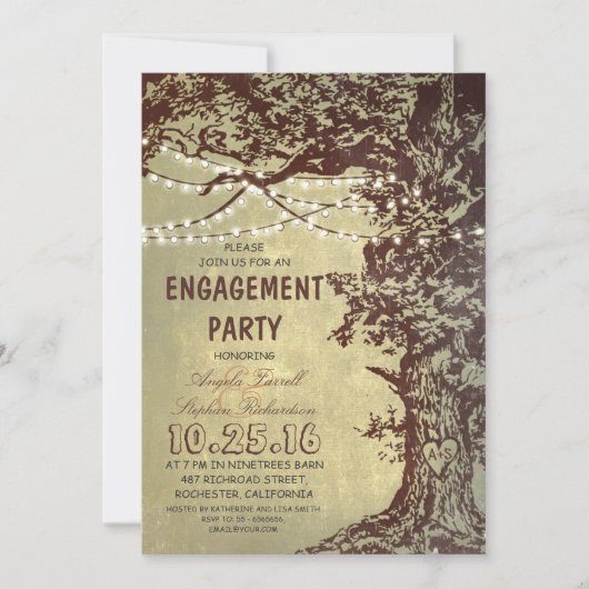 Rustikale Begegnungspartei für Baum- und Stringleu Einladung (Vorderseite)