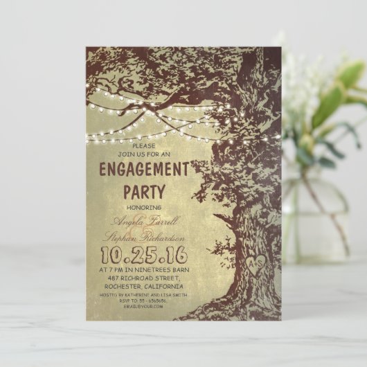 Rustikale Begegnungspartei für Baum- und Stringleu Einladung (Stehend Vorderseite)
