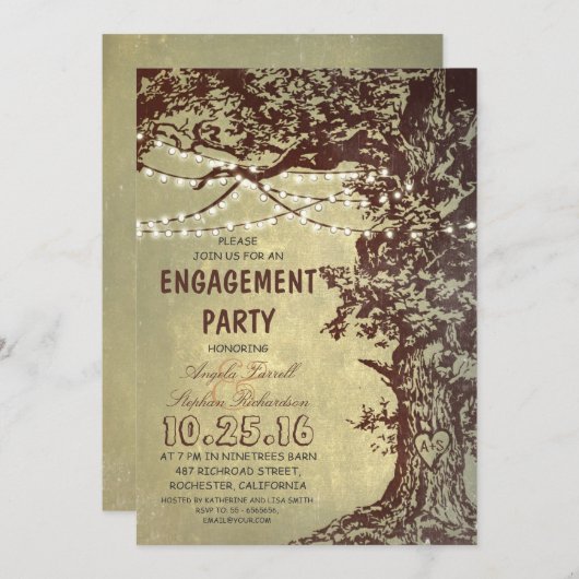 Rustikale Begegnungspartei für Baum- und Stringleu Einladung (Vorne/Hinten)