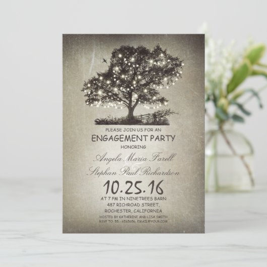 Rustikale Begegnungspartei für Baum- und Stringleu Einladung (Stehend Vorderseite)