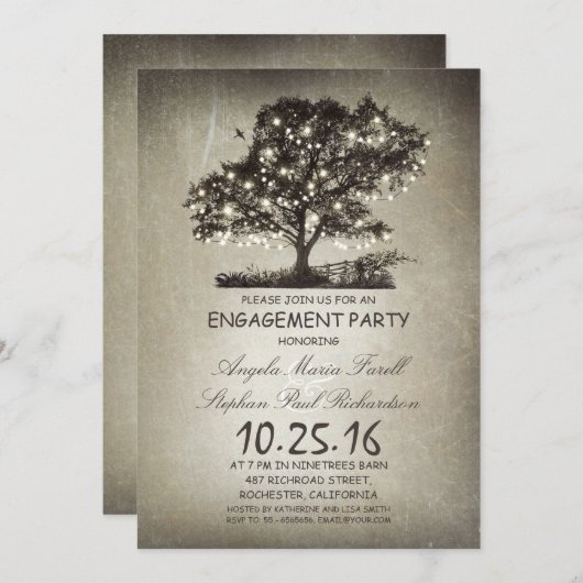 Rustikale Begegnungspartei für Baum- und Stringleu Einladung (Vorne/Hinten)