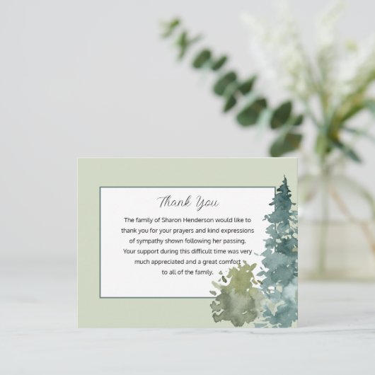 Rustikale Begräbnisfeier Danke Karte (Stehend Vorderseite)