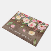 Rustikale Begrüßung Frühling rosa Peones Bläschen Fußmatte (Schrägansicht)