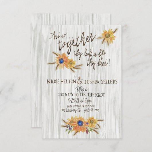 Rustikale, beheizte Sonnenblume Einladung zur Hoch (Vorne/Hinten)