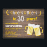 Rustikale Beifall-und Bier-30. Einladung<br><div class="desc">Rustikale Beifall-und Bier-30. Geburtstags-Einladung. Erwachsener Geburtstag. Bier-Geburtstag für Männer. Rustikaler hölzerner Hintergrund. Land Vintages Retro. Für weitere Kundenbezogenheit klicken Sie bitte "besonders anfertigen es" Knopf und benutzen unser Entwurfswerkzeug,  um diese Schablone zu ändern.</div>