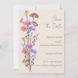 Rustikale Beige Acrylblütenblume Save the Date Einladung